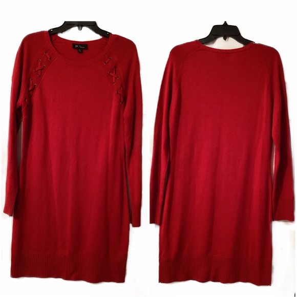 BCX Size XXL Red Knit Lace Up Sweater Dress - Picture 5 of 5